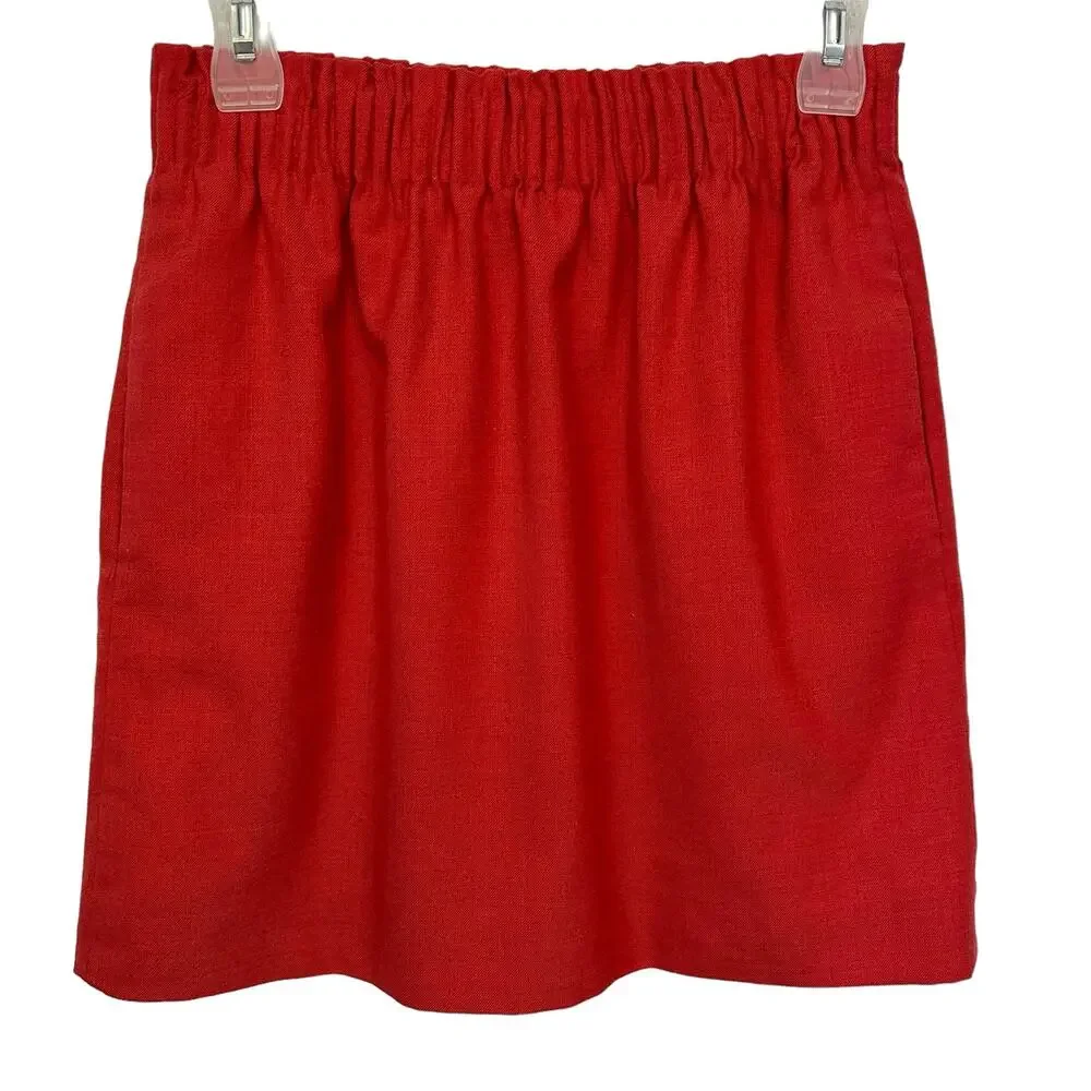 2/$15 J. Crew Wool Blend Sidewalk Skirt Red Pull On 95435 Size 2